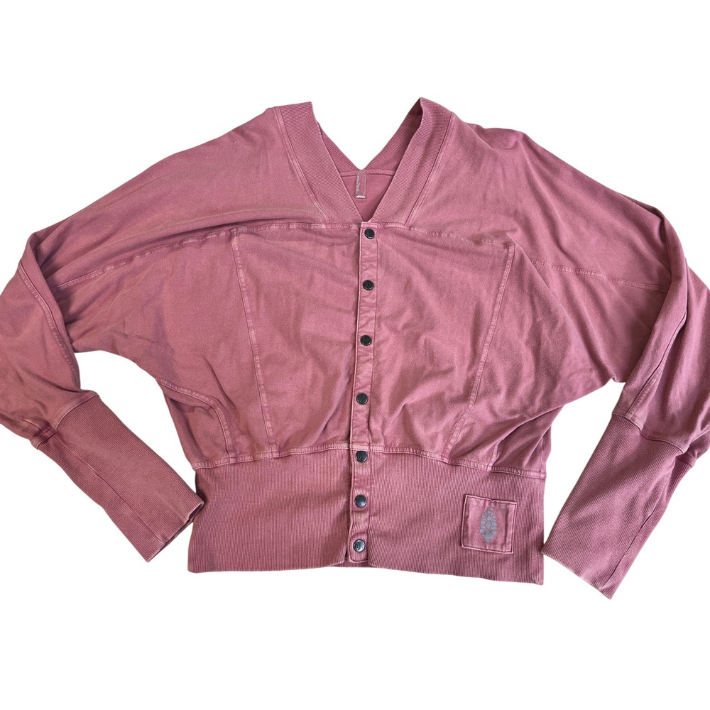 Free People FP Movement Cardigan Womens XL Pink Excellent Dolman Button Front